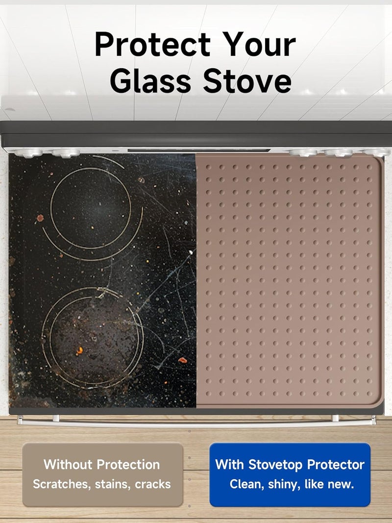 Bampanda Silicone Stove Top Cover for Electric Stove, Glass Stove Top Protector, Stovetop Cover Mat for Cooktop, Flat Range Cover, Oven Top Protector, Coffee Bar Mat, 28 x 20 in, Coffee - Image 5